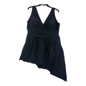 Torrid size 1 black one piece swim suit skirt slimming 1x bathing suit dress